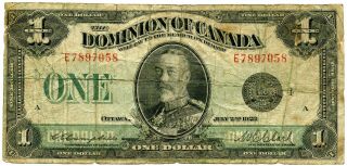 1923 Dominion Of Canada $1 Note | George V