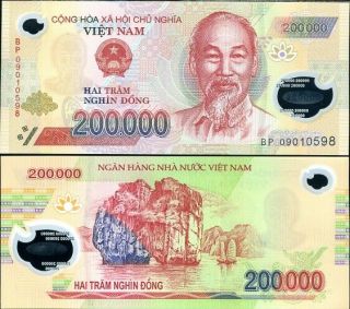Vietnam 200,  000 200000 Dong 2009 P 123 Polymer Unc Nr