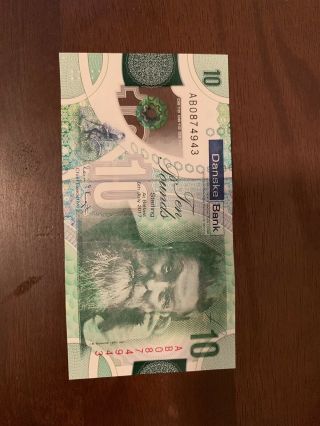 Northern Ireland 10 Pounds,  Danske Bank,  Cir.  North Ireland Banknote.  10 Pound