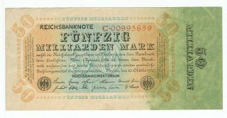 Germany Reichsbanknote 50 Billion Mark Berlin 1923