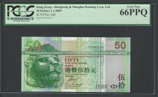 Hong Kong 50 Dollars 1 - 1 - 2009 P208f Uncirculated Grade 66