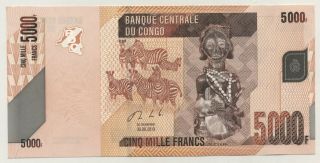 Congo Dem.  Rep.  5000 Francs 30 - 6 - 2013 Pick 102.  B Unc Banknote Error No Serial
