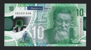 2017 Northern Ireland 10 Pounds,  Danske Bank,  Pack Fresh Unc,  P - Polymer