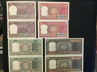 India (8 Notes) 1,  2,  5,  10 Rupees - - Unc - - Consecutive Serial 