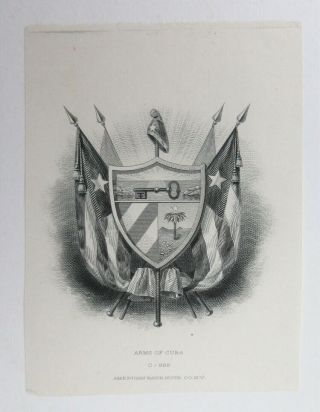 Abn Proof Vignette " Arms Of Quba " 1860 - 70s Intaglio Cu Black Abnc