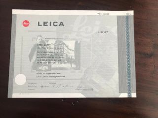 Leica Camera Stock Certificate Eine Aktie Deutsche Mark 1996 Germany