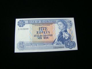 Mauritius 1967 5 Rupees Banknote Gem Uncirculated Pick 30c