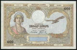 Yugoslavia - 1000 Dinara 1931 Banknote Note - P 29 P29 - Queen Maria (au)