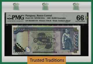 Tt Pk 218 1998 Paraguay Banco Central 50000 Guaranies Pmg 66q Top Pop & Finest