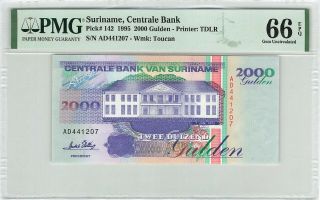 Suriname 2000 Gulden 1995 Tdlr Surinam Pick 142 Pmg Gem Uncirculated 66 Epq