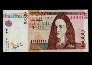 Colombia:p - 453a,  10000 Pesos,  2001 Policarpa Salavarrieta Unc