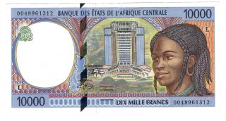 Gabon 10000 Central Cfa Francs Axf Banknote (2000) P - 405lf Signature 19