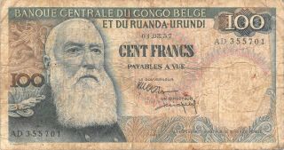 Belgian Congo 100 Francs 1957 P 33b - To Combine Low