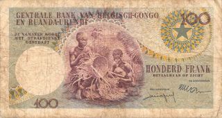 Belgian Congo 100 Francs 1957 P 33b - to Combine Low 2