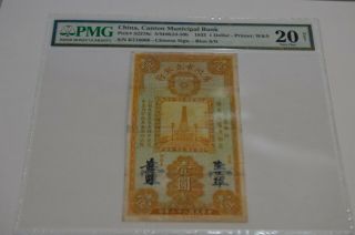 China Canton Municipal Bank 1 Dollar 1933 P S2278c Pmg 20 Net