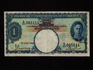 Malaya:p - 11,  1$,  1941 King George Vi Vf,  Nr