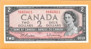1954 Canadian 2 Dollar Bill K/u6453411 Crisp (unc)