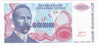 Yugoslavia Bosnia Banja Luka 10 Billion Dinara 1993 P.  159 Unc Specimen