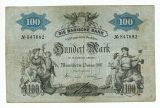 Germany Badische Bank 100 Mark Mannheim 1907