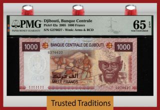 Tt Pk 42a 2005 Djibouti Banque Centrale 1000 Francs Pmg 65 Epq Gem Uncirculated