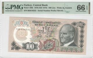 Turkey 100 Lira 1979 P - 189b Pmg 66 Epq
