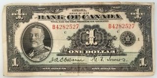 1935 Bank Of Canada $1 Note B Prefix,  English.  Osborne & Towers