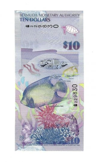 2009 Bermuda $10 Dollars,  P - 59 Onion Prefix,  Pack Fresh Unc