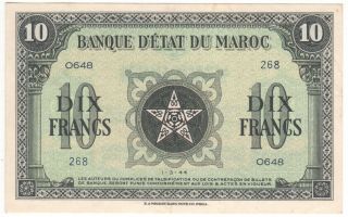 Morocco 10 Francs 1944 P - 25 Au