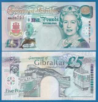 Gibraltar 5 Pounds P 29 Unc Millennium Commemorative Low Combine