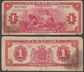 Curacao 1 Gulden 1942 (vg - F) Banknote P - 35a