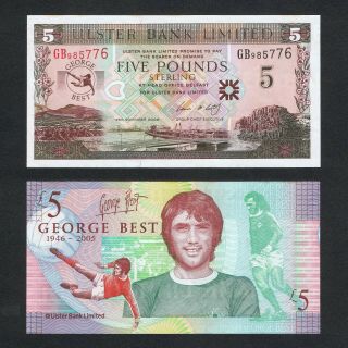 2006 Northern Ireland Ulster Bank 5 Pounds P - 339 Unc W/toning George Best Comm