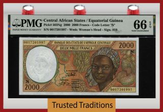 Tt Pk 503ng 2000 Central African States / Equatorial Guinea 2000 Francs Pmg 66q