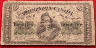 1870 Dominion Of Canada 25 Cents Note