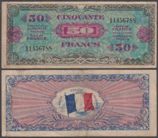 France - Wwii Allied Military Currency,  50 Francs,  1944,  Vf,  P - 117