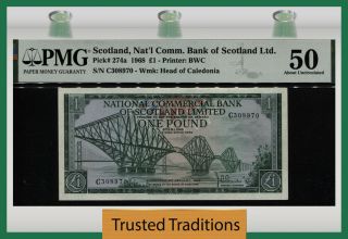 Tt Pk 274a 1968 Scotland National Bank 1 Pound Pmg 50 About Uncirculated