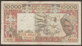 West African States " D " (mali) 10000 Francs P - 408db / B114db (signature 15)
