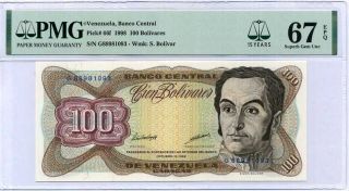 Venezuela 100 Bolivares 1998 P 66 15th Gem Unc Pmg 67 Epq Nr