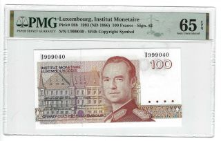P - 58b 1993 100 Francs,  Luxembourg Institut Monetaire,  Pmg 65epq Gem
