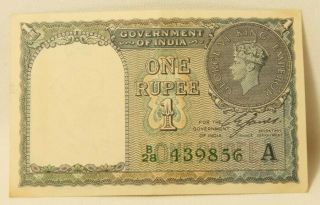 Government Of India One Rupee 1943 Signed By C.  E.  Jones P 25c
