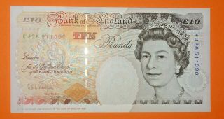 Great Britain: Bank Of England Ten Pounds.  Unc.  Kenfield 1991 1998.  F.