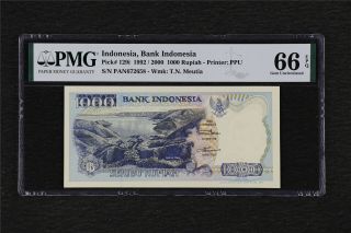 1992/2000 Indonesia Bank Indonesia 1000 Rupiah Pick 129i Pmg 66 Epq Gem Unc
