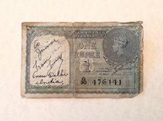 - Wwii Short Snorter British India One Rupee 1940 Banknote George Vi P25