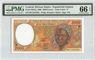 Central African States / Eq.  Guinea 2000 P - 503ng Pmg Gem Unc 66 Epq 2000 Francs