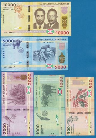 Burundi 2015 Full Set 5 Unc Notes 500 1000 2000 5000 10000 P - 50 51 52 53 54