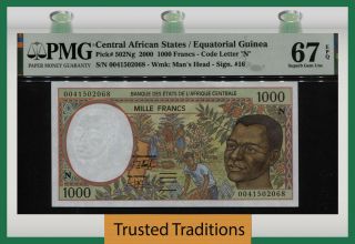 Tt Pk 502ng 2000 Central African States 1000 Francs Pmg 67 Epq Top Pop One Finer