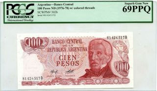 Argentina 100 Pesos 1976 Banco Central Pick 302 B Lucky Money Value $690