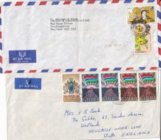 A4338 Gambia 12 Different Stamped Covers Postcards To Uk; 1966 Onwards
