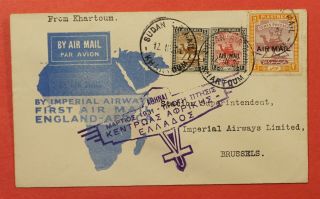 1931 Sudan Imperial Airways First Flight Khartoum To Brussels To Greece