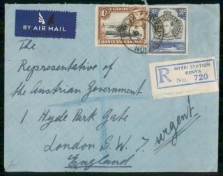 Mayfairstamps Kenya 1947 Nyeri Station Registered To London England Air Mail Cov