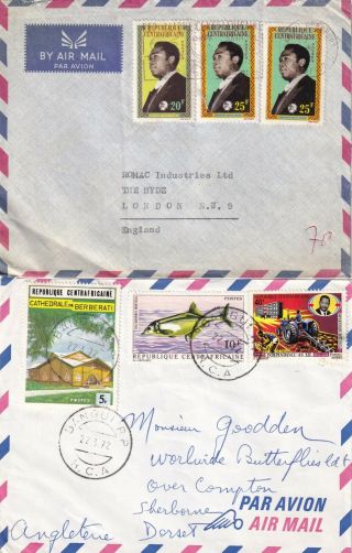 T5206 Central African Republic 9 different stamped covers 1963 - 1991 3